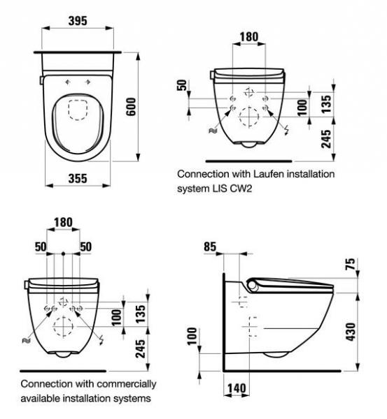 Laufen Riva Duschtoilet - rimless og LCC - Inkl. s&aelig;de